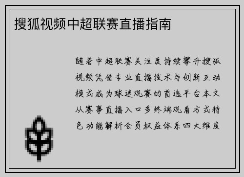 搜狐视频中超联赛直播指南